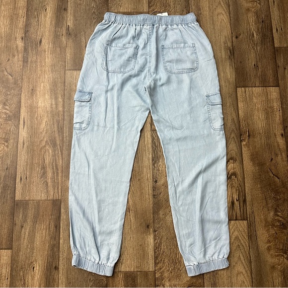 LOVE TREE Tencel Drawstring Lightweight Soft Cargo Jogger Pants Size L Blue - Picture 5 of 6